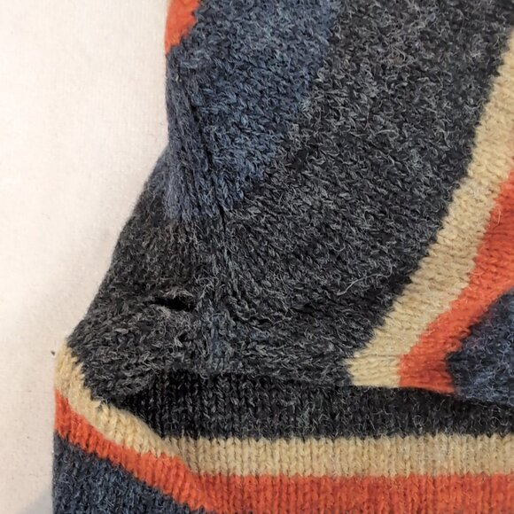 America 100% Wool Striped Knit Sweater Blue Orange Long Sleeve Men S Small VTG - Picture 6 of 11